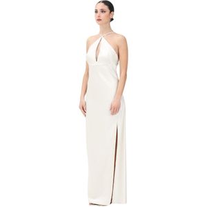 Patrizia Pepe, Dames, Jurken, Beige, Maat: XS Satijn,