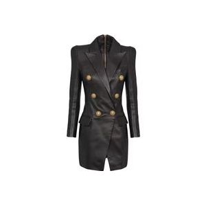 Balmain 6-button leather dress , Black , Dames , Maat: M