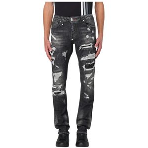 Philipp Plein, Heren, Jeans, Grijs, Maat: W33 Katoen,