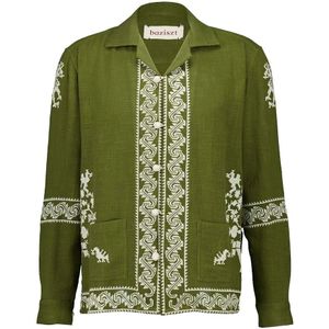 Baziszt, Heren, Overhemden, Groen, Maat: S