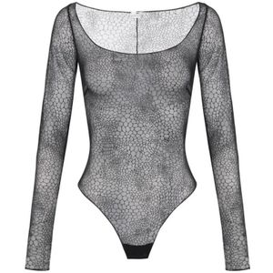 Elisabetta Franchi, Dames, Tops, Zwart, Maat: XS Tulle,