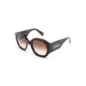 Chloé Bruine Naomy Ronde Zonnebril , Brown , Dames , Maat: ONE Size