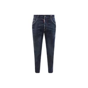 Dsquared2 Blauwe Stretch Katoenen Jeans - Aw23 Collectie , Blue , Heren , Maat: S