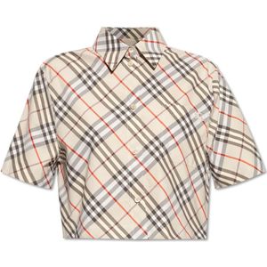 Burberry, Dames, Blouses & Shirts, Beige, Maat: 3XS Katoen,