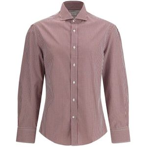 Brunello Cucinelli, Heren, Overhemden, Rood, Maat: L Katoen,