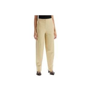 Ganni Gestreepte Tapered Broek , Beige , Dames , Maat: XS