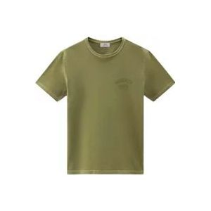 Woolrich Gekleurd logo T-shirt , Green , Heren , Maat: M
