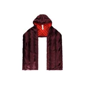Burberry Rode Sjaal met Gevoerde Capuchon en Nepbont , Red , Heren , Maat: ONE Size