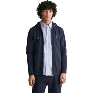 Gant, Heren, Sweatshirts & Hoodies, Blauw, Maat: 2XL Katoen,