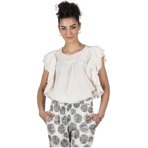 Alessia Santi, Dames, Blouses & Shirts, Beige, Maat: 2XS Katoen,