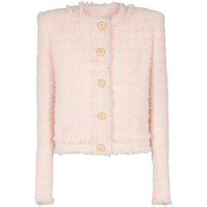 Balmain Tweedjasje met 5 knopen , Pink , Dames , Maat: L