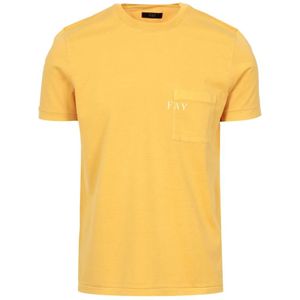 Fay, Heren, Tops, Geel, Maat: S Katoen,