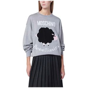 Moschino, Dames, Truien, Grijs, Maat: S Wol,