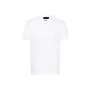 Dsquared2 Witte Katoenen T-shirt met Verhoogd Logo , White , Heren , Maat: 2XL