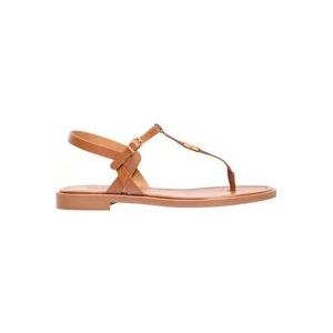 Chloé Leren sandalen met teenpost , Brown , Dames , Maat: 38 EU