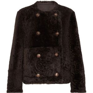 Brunello Cucinelli, Dames, Jassen, Bruin, Maat: S Leer,