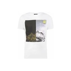 Dsquared2 Wit Katoenen T-Shirt, Gemaakt in Italië , White , Heren , Maat: XL
