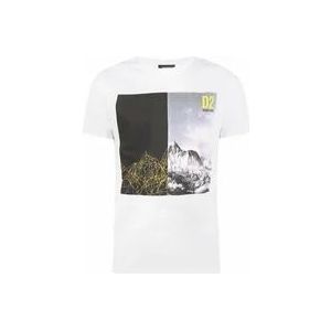 Dsquared2 Wit Katoenen T-Shirt, Gemaakt in Italië , White , Heren , Maat: S