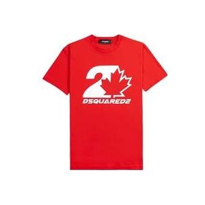 Dsquared2 Rode Cool Logo Print Shirt voor Heren , Red , Heren , Maat: S