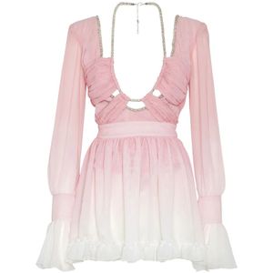 Philipp Plein, Dames, Jurken, Roze, Maat: L Chiffon,