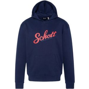 Schott Nyc, Heren, Sweatshirts & Hoodies, Blauw, Maat: M Katoen,