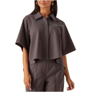 Est'Seven, Dames, Blouses & Shirts, Bruin, Maat: S Wol,