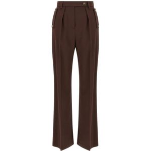 Elisabetta Franchi, Dames, Broeken, Bruin, Maat: S Leer,