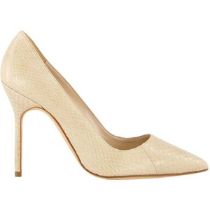 Manolo Blahnik, Dames, Schoenen, Beige, Maat: 39 1/2 EU Leer,