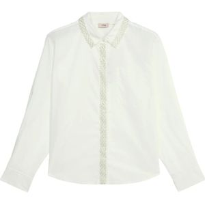 Oltre, Dames, Blouses & Shirts, Wit, Maat: S Katoen,