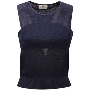 Elisabetta Franchi, Dames, Tops, Blauw, Maat: XS Viscose,