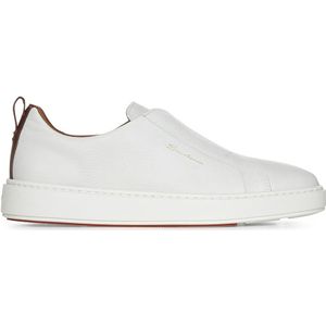 Santoni Witte Slip-On Sneakers met Tan Detail , White , Heren , Maat: 40 1/2 EU