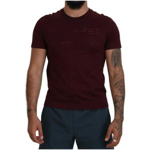 Dolce & Gabbana - T-shirt - Maroon - Korte Mouwen - Logo Details