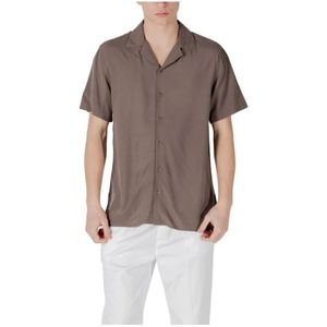 Gianni Lupo, Heren, Overhemden, Bruin, Maat: 2XL Viscose,