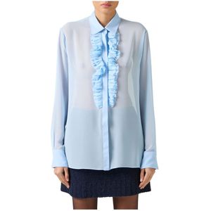 Iceberg, Dames, Blouses & Shirts, Blauw, Maat: S Chiffon,