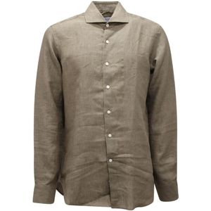 Orian, Heren, Overhemden, Groen, Maat: L Linnen,