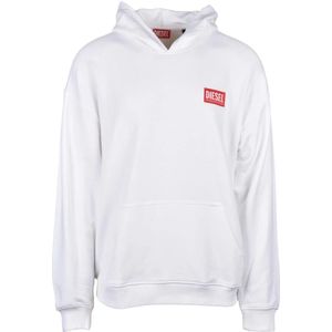 Diesel, Heren, Sweatshirts & Hoodies, Wit, Maat: 2XL Katoen,