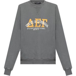 Dolce & Gabbana, Heren, Sweatshirts & Hoodies, Grijs, Maat: S Katoen,