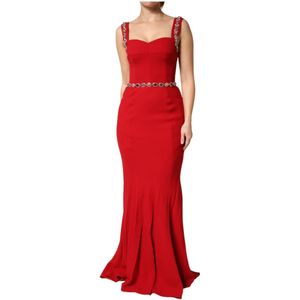 Dolce & Gabbana, Dames, Jurken, Rood, Maat: XS Leer,