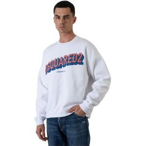 Dsquared2, Heren, Sweatshirts & Hoodies, Wit, Maat: M Katoen,