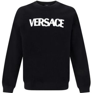 Versace Zwarte Logo Sweatshirt voor Heren , Black , Heren , Maat: S