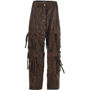 Andrea Adamo, Dames, Broeken, Bruin, Maat: S Leer,