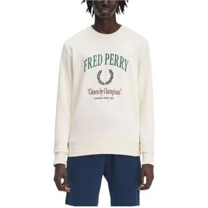 Fred Perry, Heren, Sweatshirts & Hoodies, Wit, Maat: S Katoen,