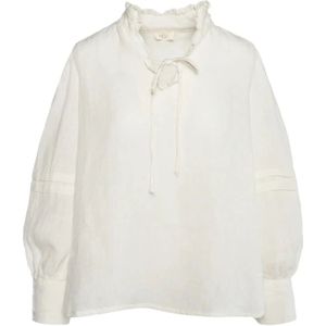 Hést, Dames, Blouses & Shirts, Wit, Maat: S Linnen,