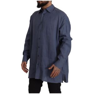 Dolce & Gabbana - Overhemden - Donkerblauw - Linnen