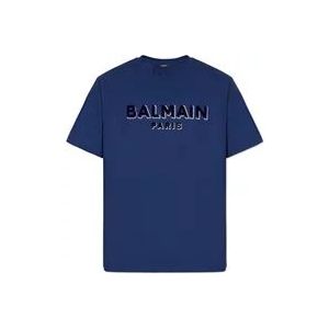 Balmain Oversized T-shirt , Blue , Heren , Maat: XL