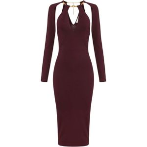 Elisabetta Franchi, Dames, Jurken, Bruin, Maat: S Viscose,