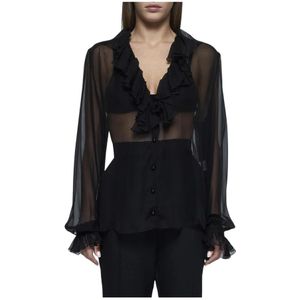 Dolce & Gabbana, Dames, Blouses & Shirts, Zwart, Maat: M Zijde,