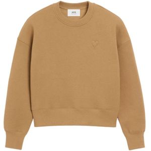 Ami Paris, Dames, Sweatshirts & Hoodies, Bruin, Maat: M Katoen,