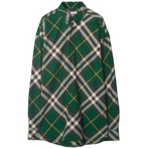 Burberry, Heren, Overhemden, Groen, Maat: M Katoen,