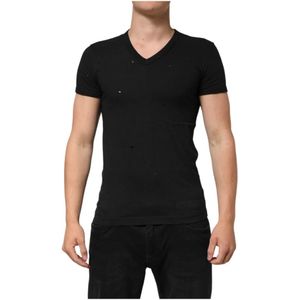 Dolce & Gabbana, Heren, Tops, Zwart, Maat: XS Katoen,